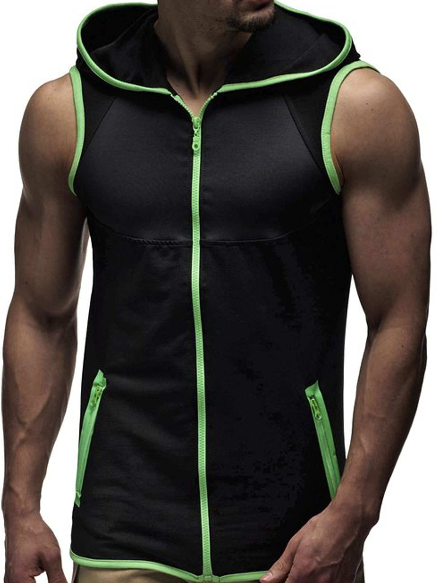 Sleeveless t shirt with zipper Clearance