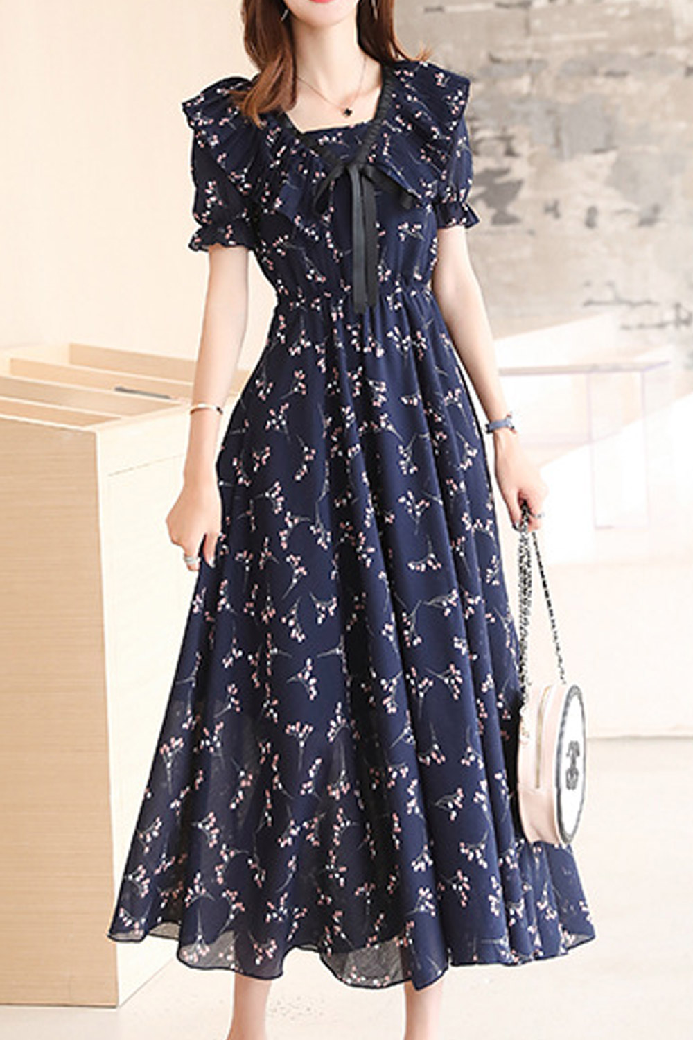 Tomcarry Women Short Sleeve Floral Design Summer Dress