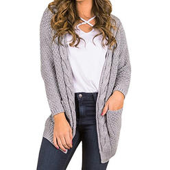 TOMCARRY Women Solid Color Casual Warm Cardigan