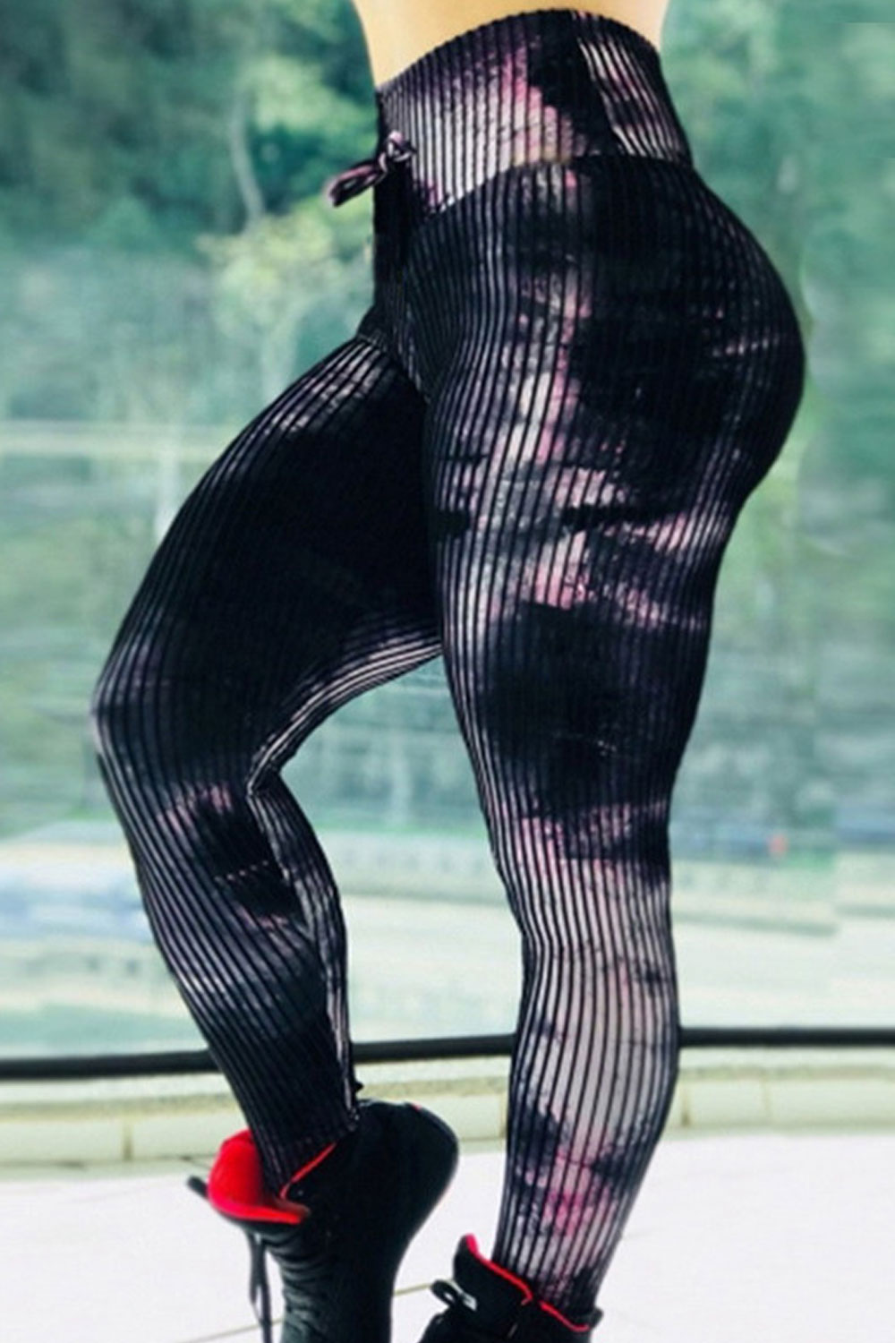 sports leggings with tie waist