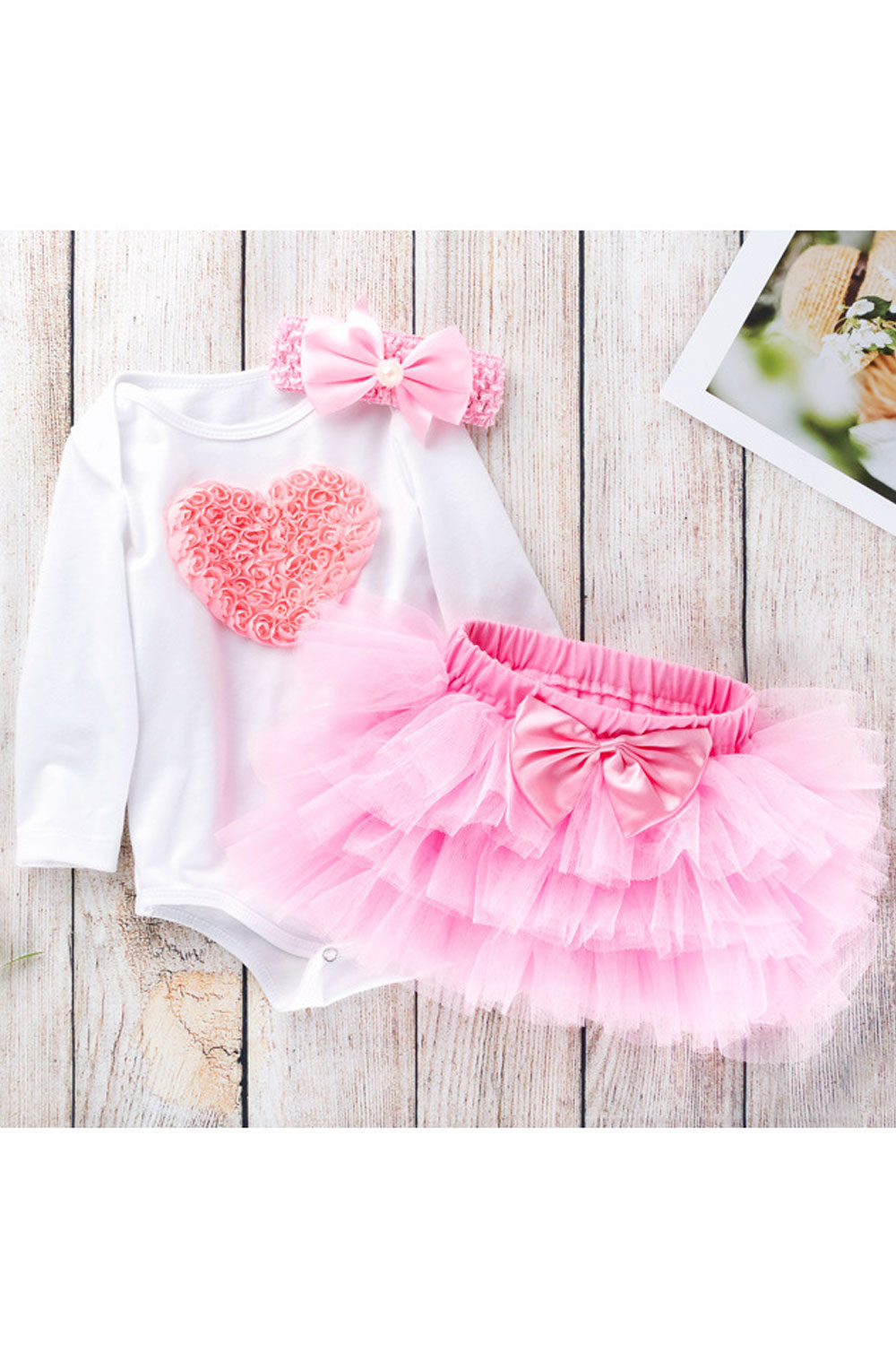 Tom Carry Baby Girls Long Sleeve Top Tutu Skirt Three Piece Outfit