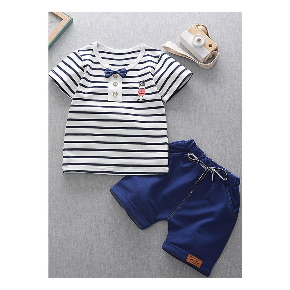 Tom Carry Baby Boys Striped T-Shirt Drawcord Waist Short Summer Outfit Set