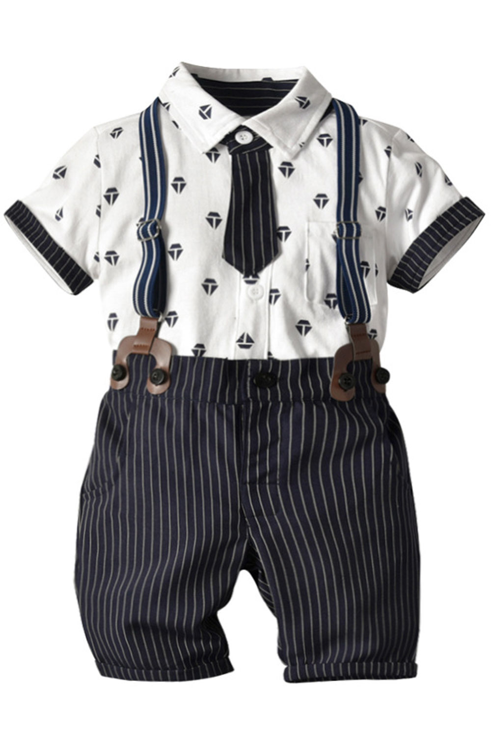 Tom Carry Toddler Boys Printed Top Striped Bottom Two Piece OUtfit Set