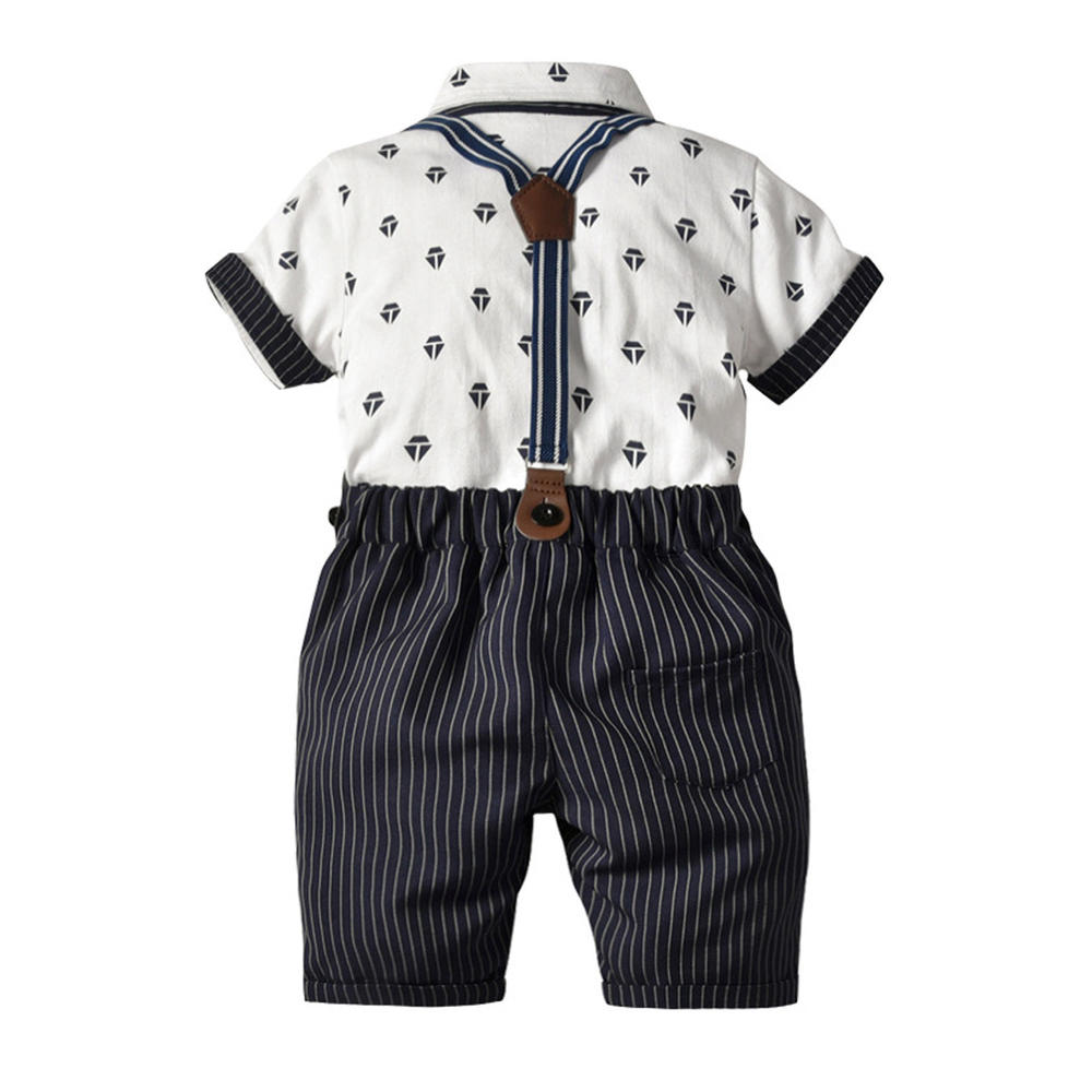 Tom Carry Toddler Boys Printed Top Striped Bottom Two Piece OUtfit Set