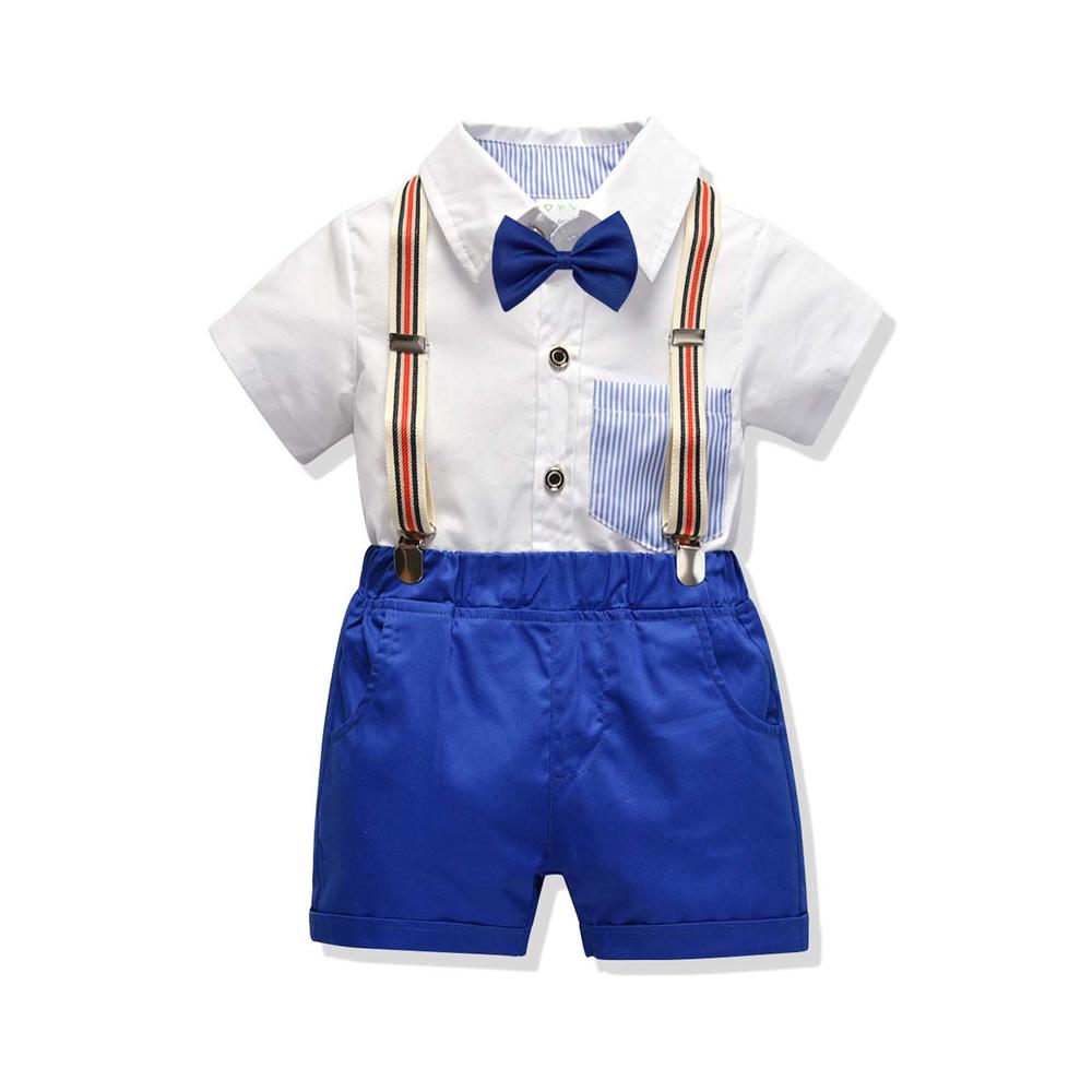 Tom Carry Baby Boys Lightweight Bow Neck Solid Color Summer Outfit