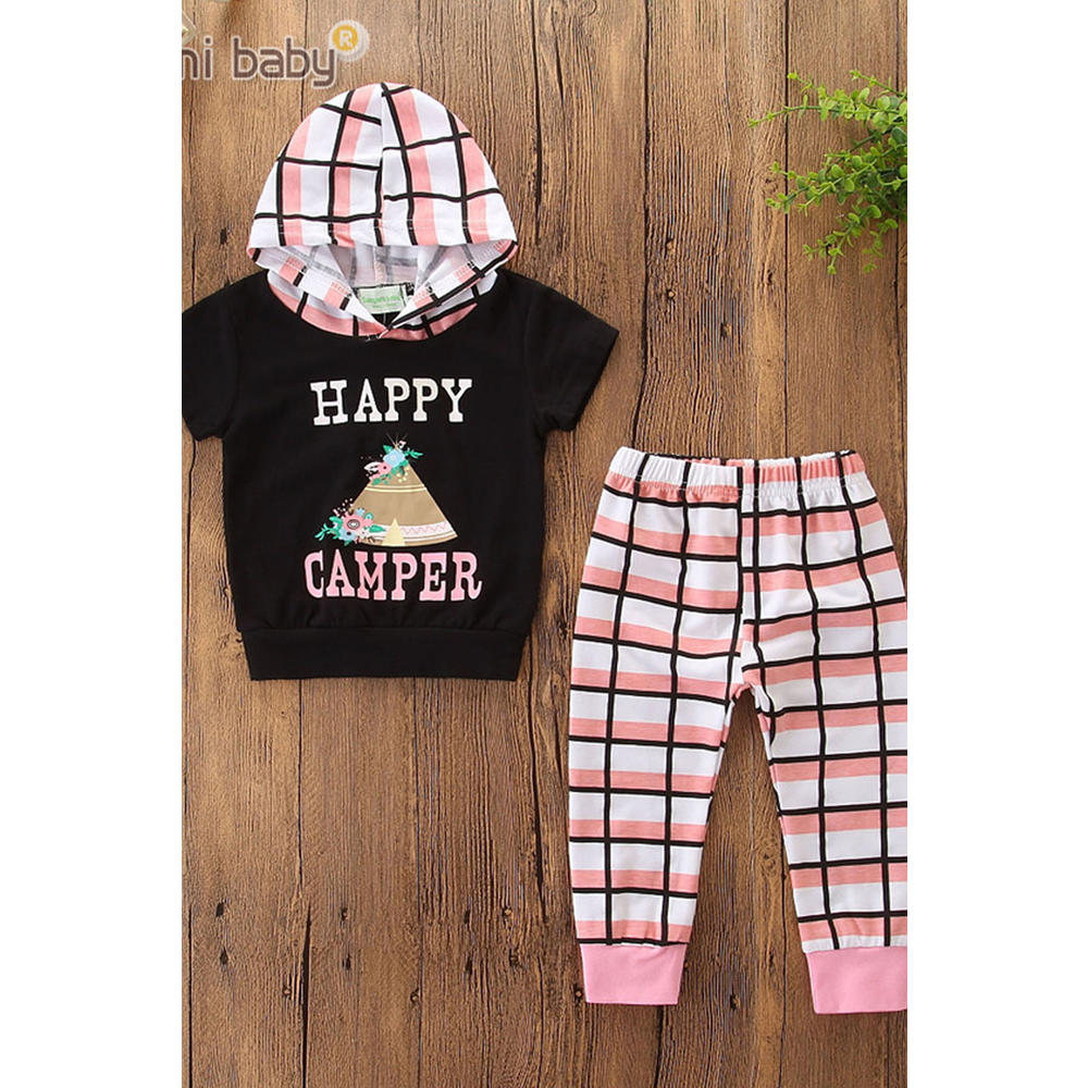 Tom Carry Baby Boys Casual Plaid Hooded Two Piece Outfit Set