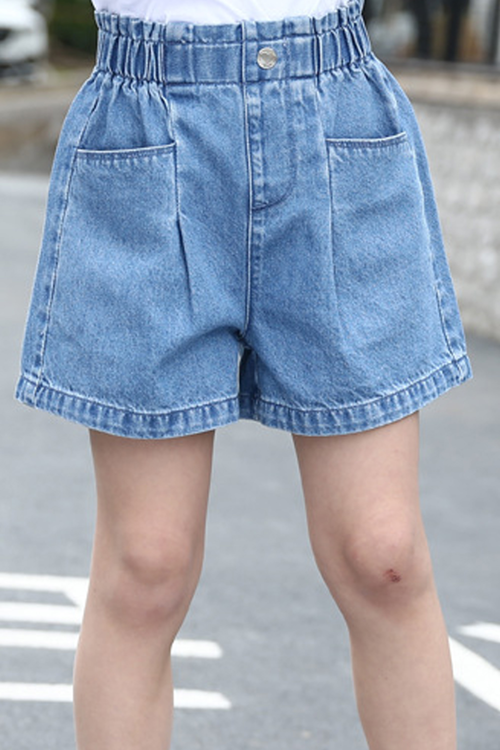 stretchy waist jean shorts