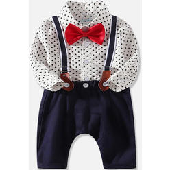Zumeet Toddler Boys Button Down Collar Neck Solid Colored Bottom Outfit Set