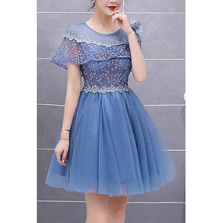ladies v neck summer dresses Casual V-Neck Solid A-Line Ruffled Suspender Short Dress