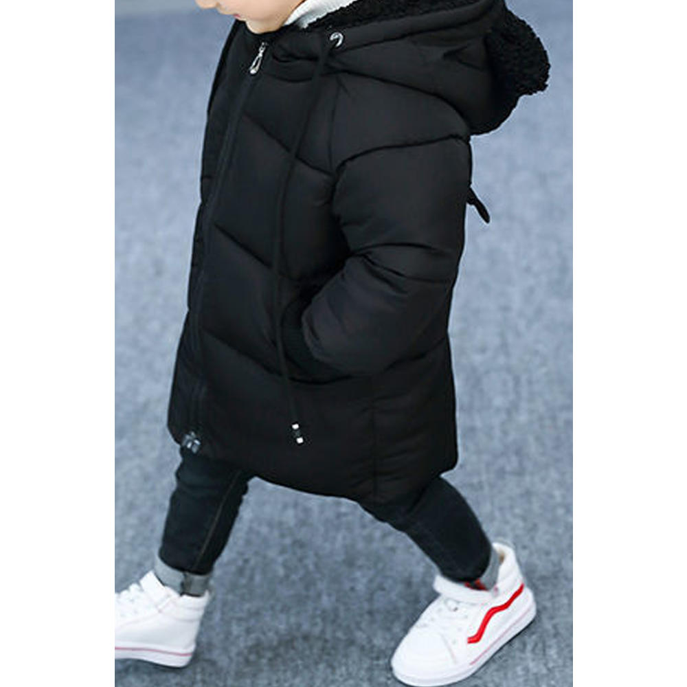 Zumeet Toddler Girl Lovely Solid Colored Thick Long Sleeve Easy Hat Neck Zipper Closure Winter Jacket