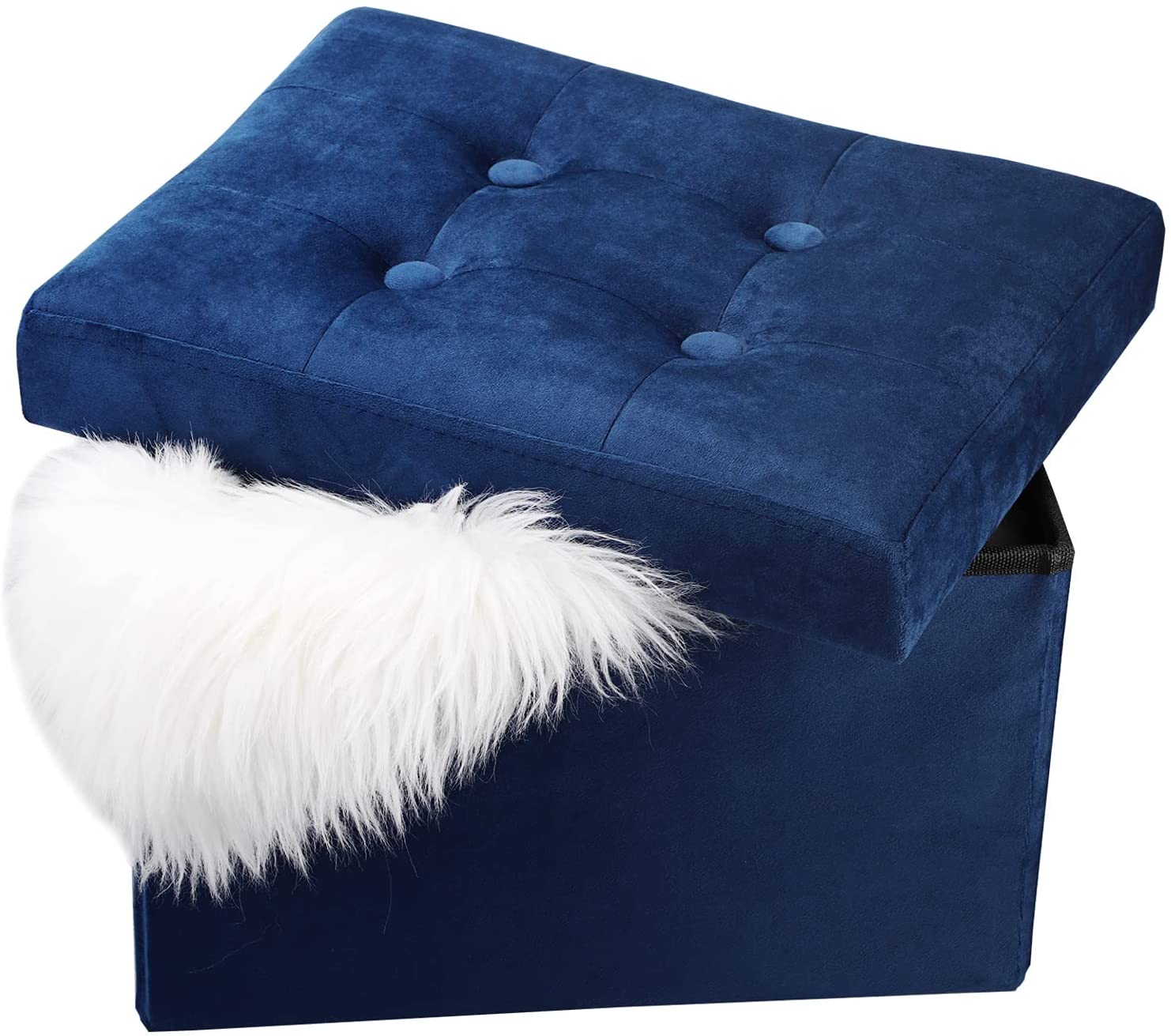LINMAGCO 16 Small Velvet Ottoman with Storage