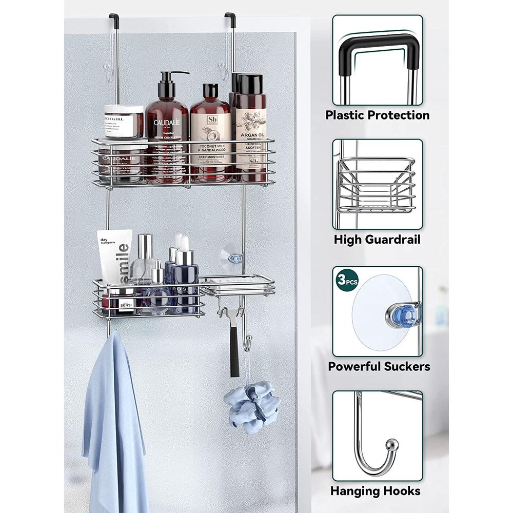 heeta Shower Caddy Over The Door, Rustproof Shower Organizer, Stainless