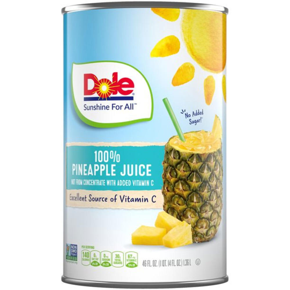 Dole 100% Pineapple Juice, All Natural Canned Pineapple Juice, 46 fl oz