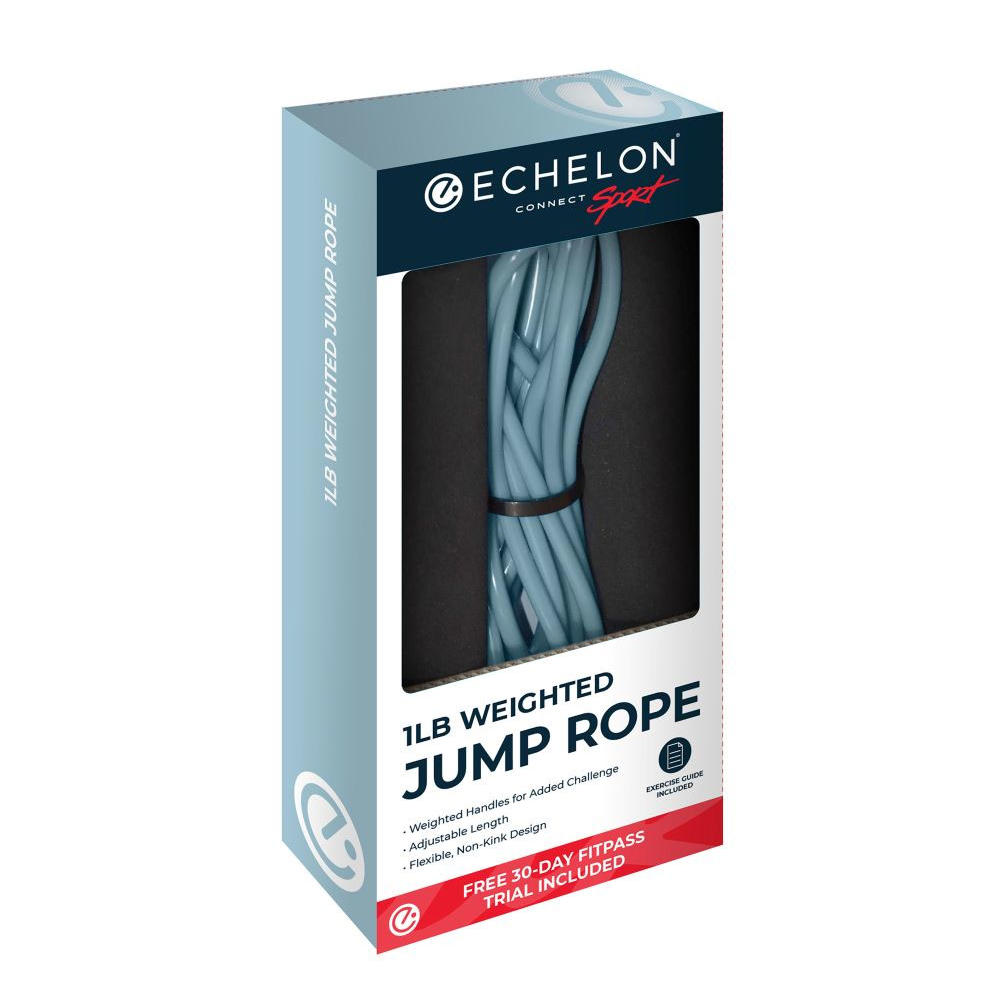 Echelon 1lb Weighted Jump Rope, 9 Feet Long with 30 Day Free FitPass Membership