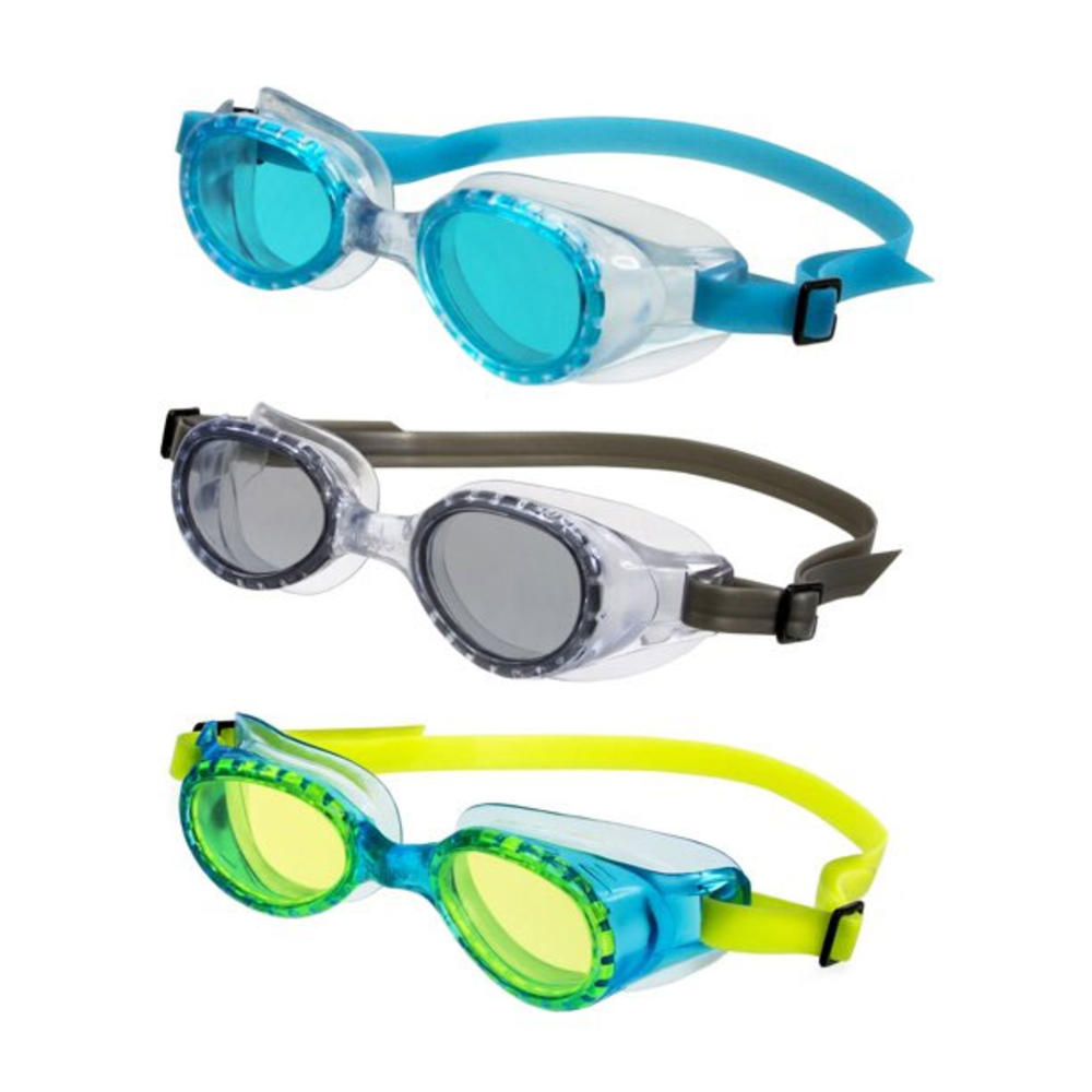 Dolfino Youth Latex Free Swim Goggles with Silicone Strap and UV Protection (3 Pack)
