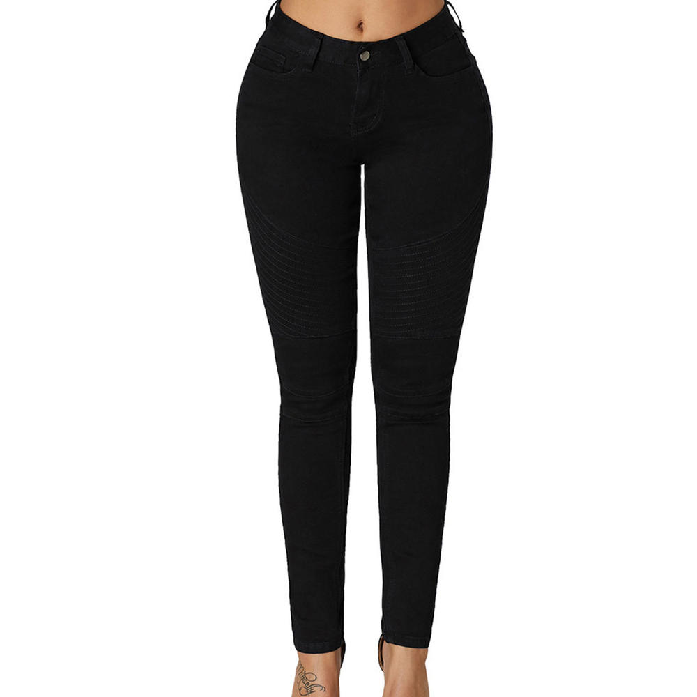 Zumeet Women Slim Legs Thin Black Colored Denim Jeans