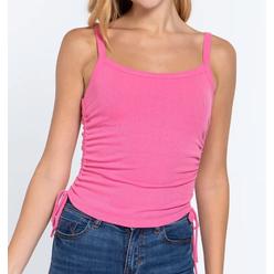 Yazona Women's Side Ruched Cami Knit Top