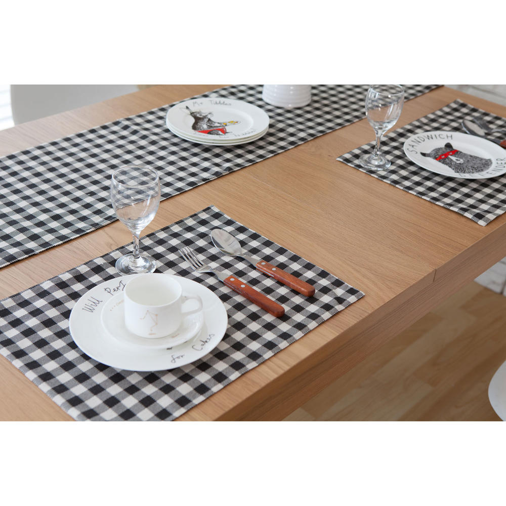 Zumeet Plaid Rectangle Shape Decorative Two Pieces Table Mat