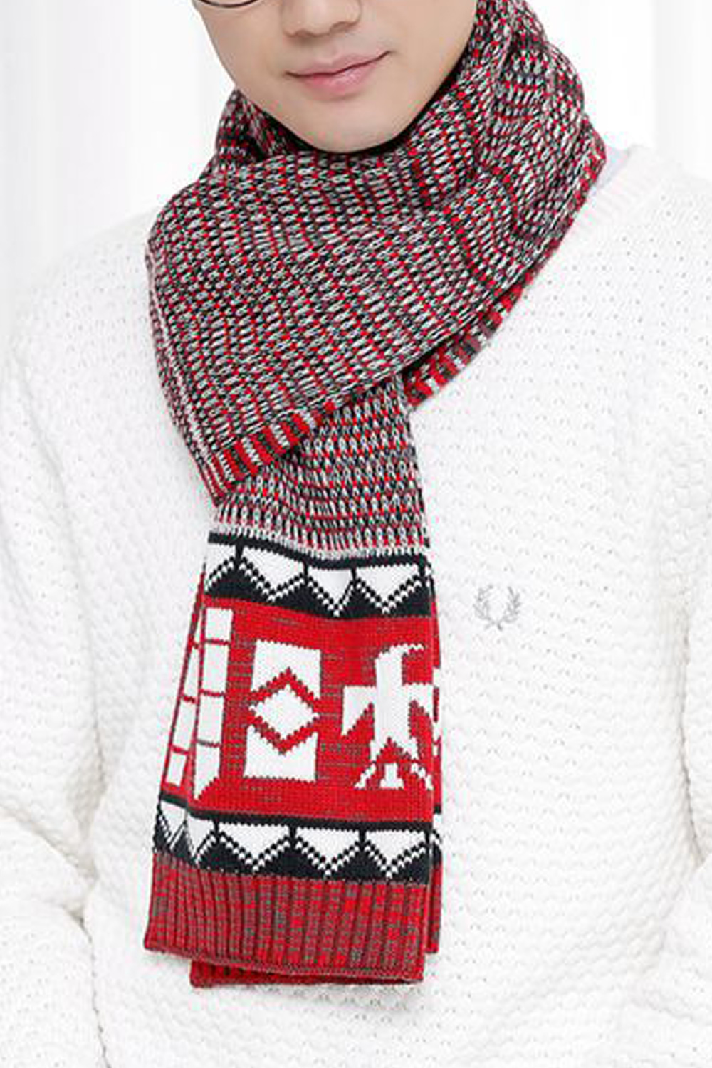 Zumeet Men Warm Thick Wool Long Knit Winter Muffler