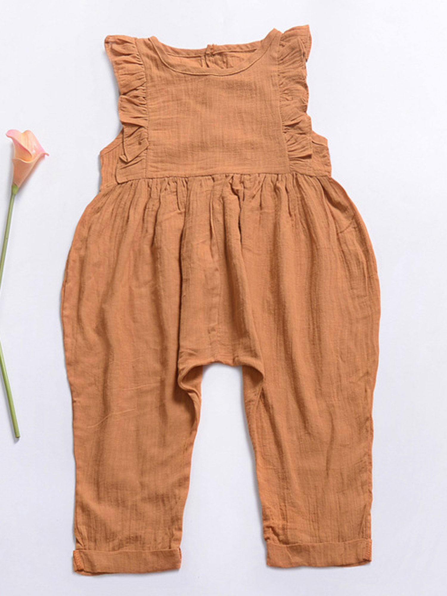 Zumeet Toddler Baby Girls Ruffled Sleeve Comfortable Jumpsuit