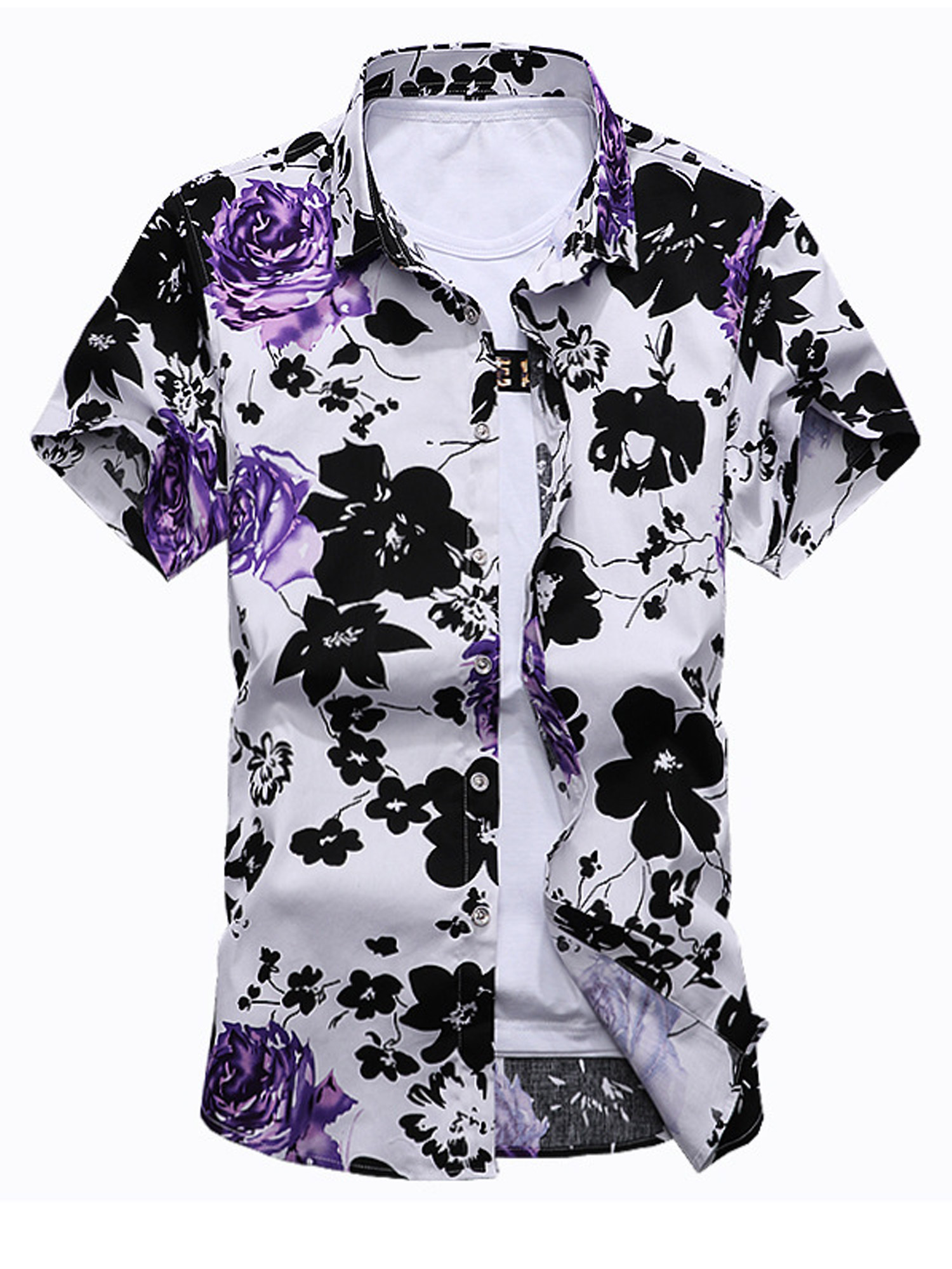 Zumeet Men Colorfull Floral Design Beach Shirt