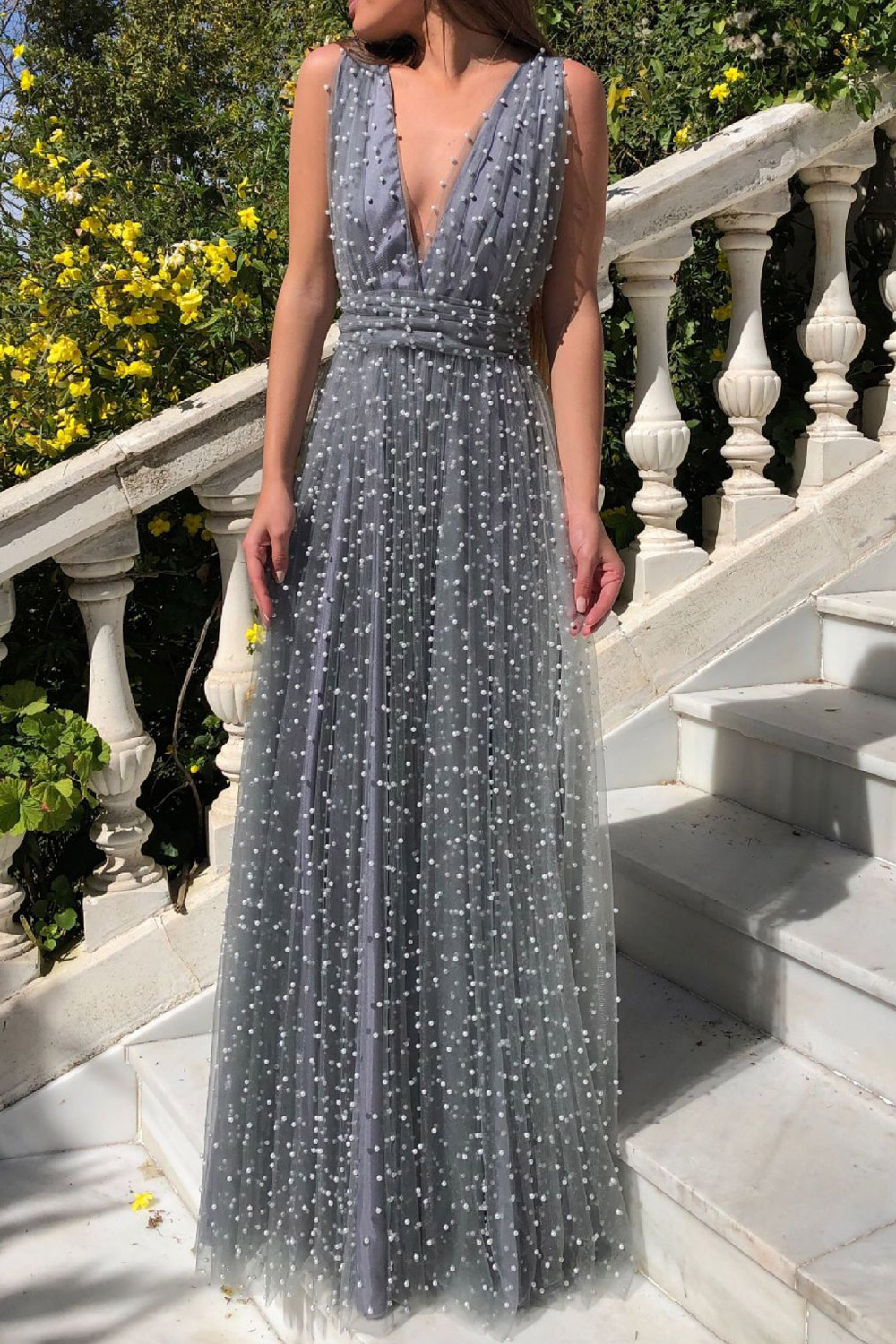 gray maxi dress for wedding