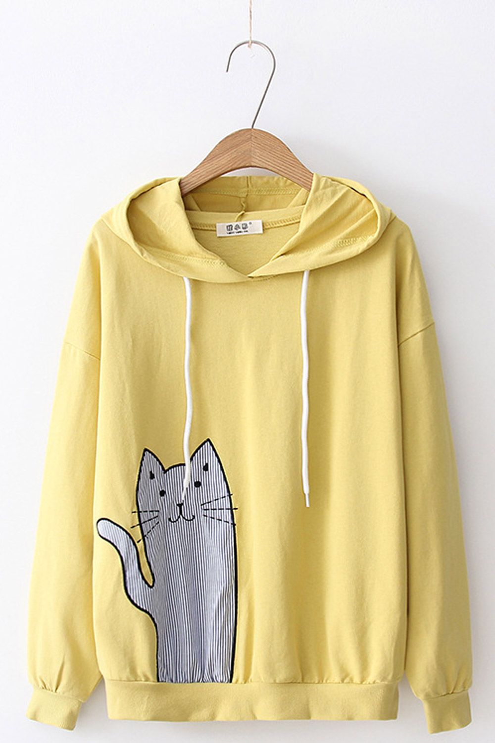 cat printed hoodie