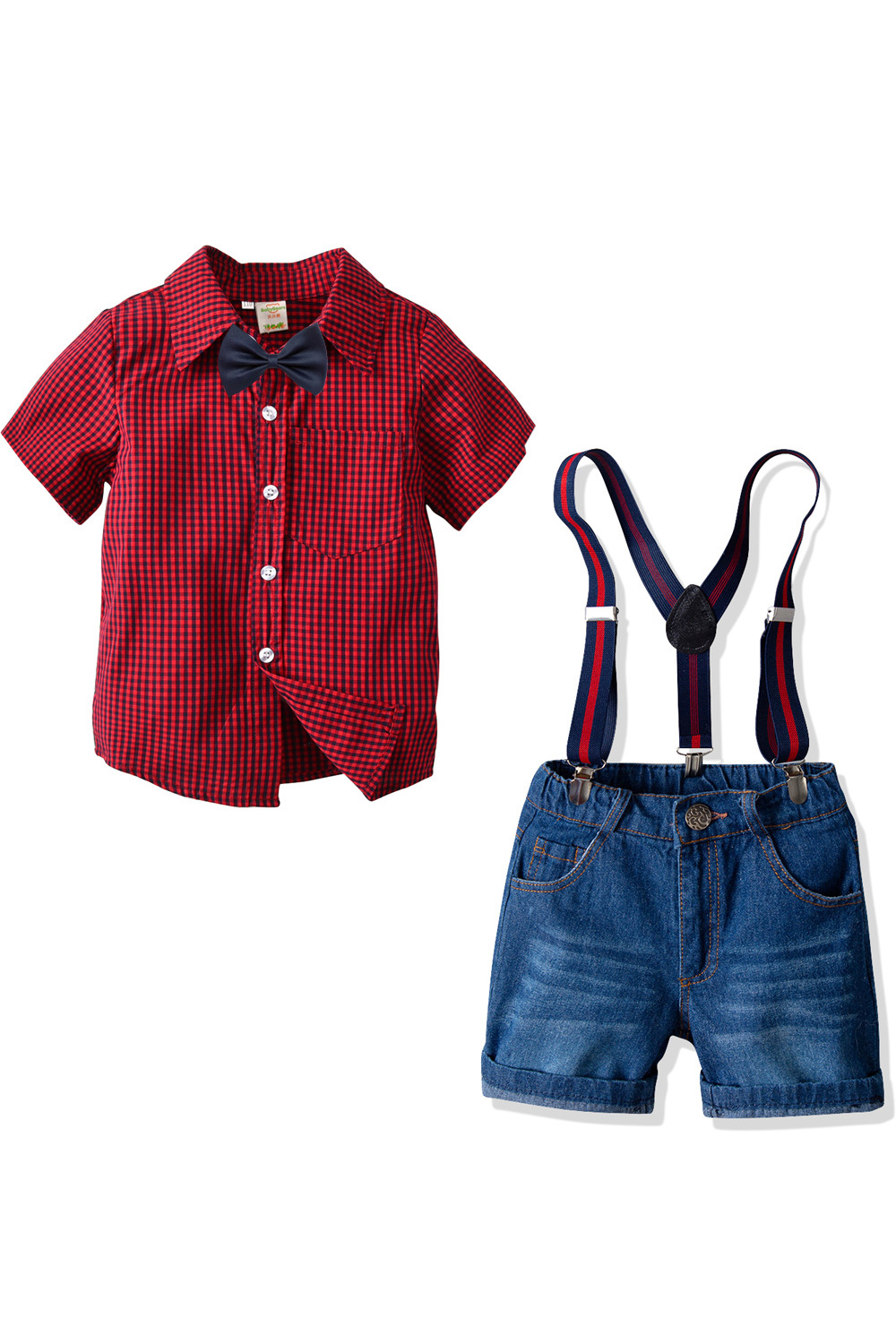 baby boy denim shorts with suspenders