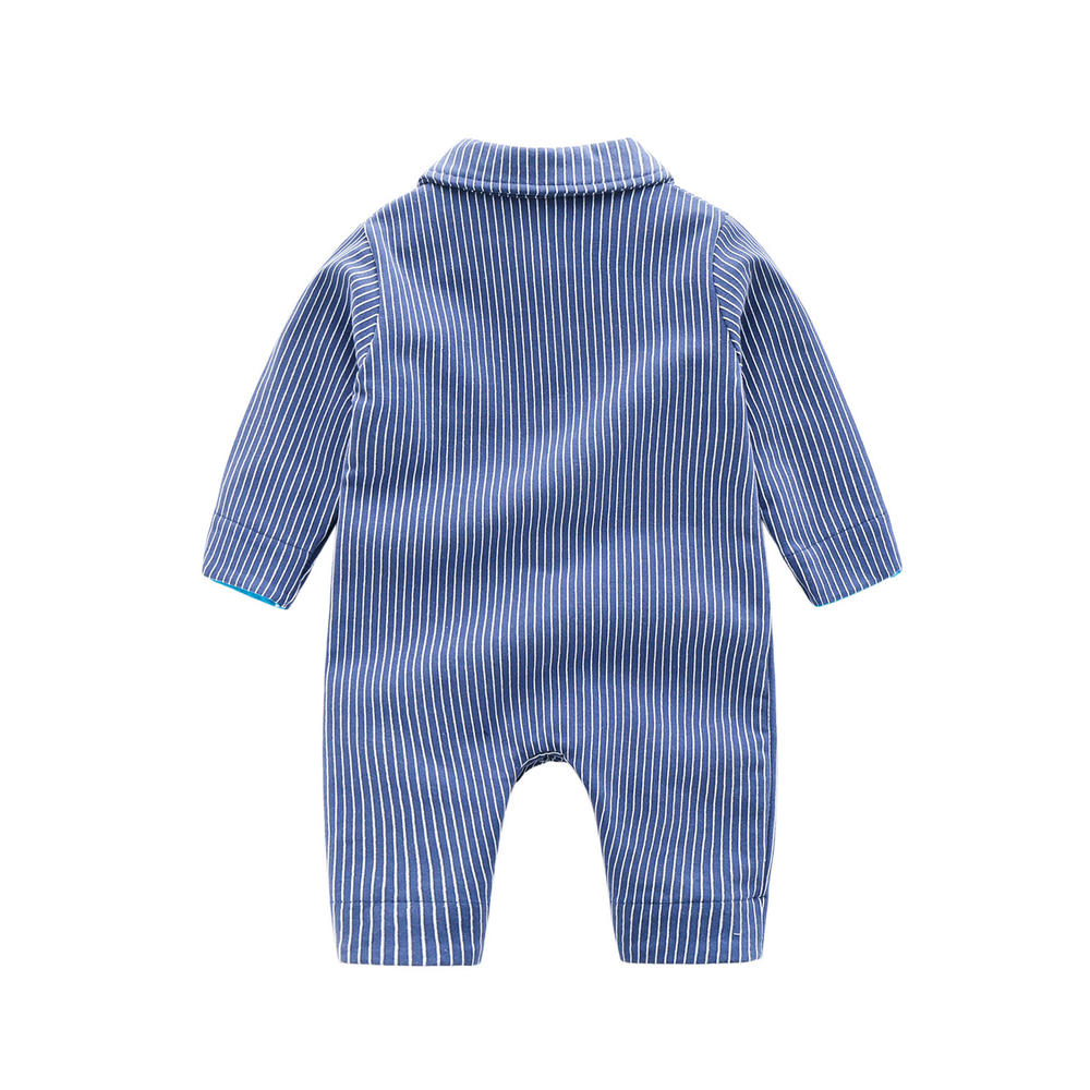 Zumeet Baby Boys Colourful Button Bow Neck Striped Romper