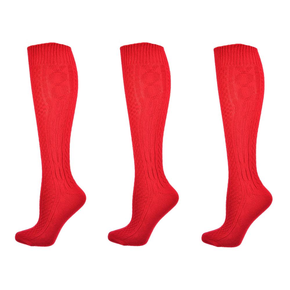 Sierra Socks 3-Pair Pack Girls School Uniform Acrylic Cable Knee High Socks