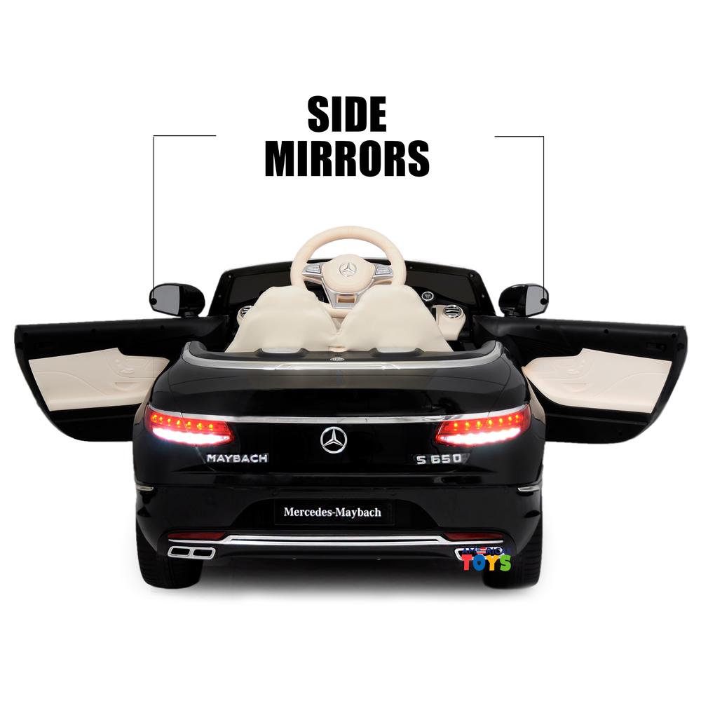 Mercedes 12V Mercedes Maybach S650 Ride on ONE SEATER Car for ONE Kid with MP4 Screen, Remote Control, Leather Seat, LED Lights, - Black