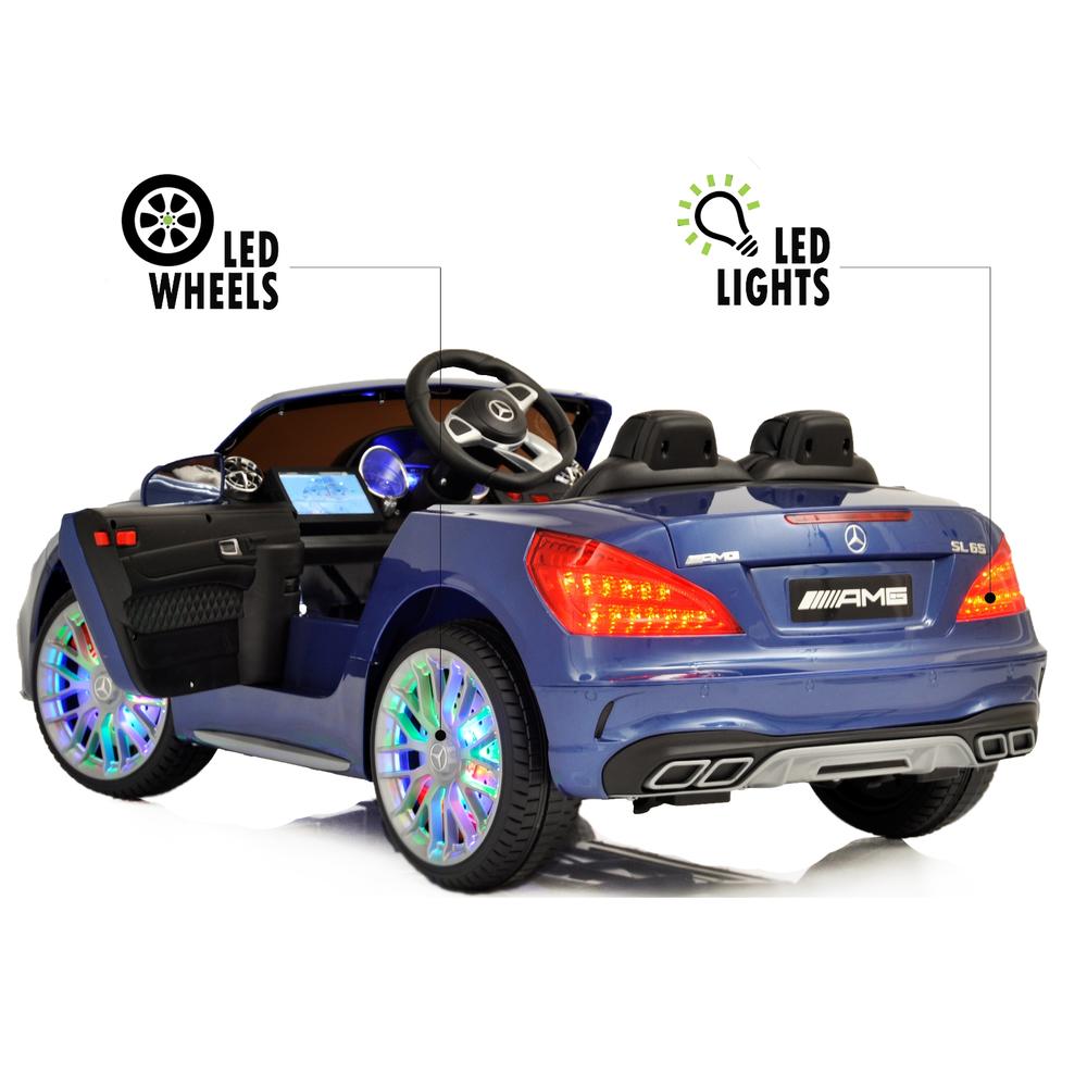 Mercedes 12V Mercedes AMG SL65 Ride on Electric ONE SEATER Car for ONE Kid with MP4 Touch Screen, Remote Control, Leather Seat, - Blue