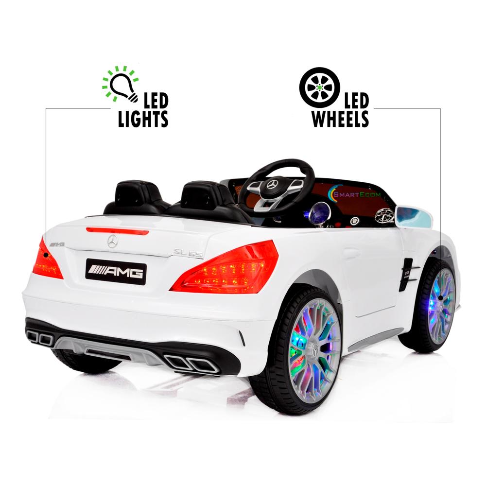 Mercedes 12V Mercedes AMG SL65 Ride on Electric ONE SEATER Car for ONE Kid with MP4 Touch Screen, Remote Control, Leather Seat, - White