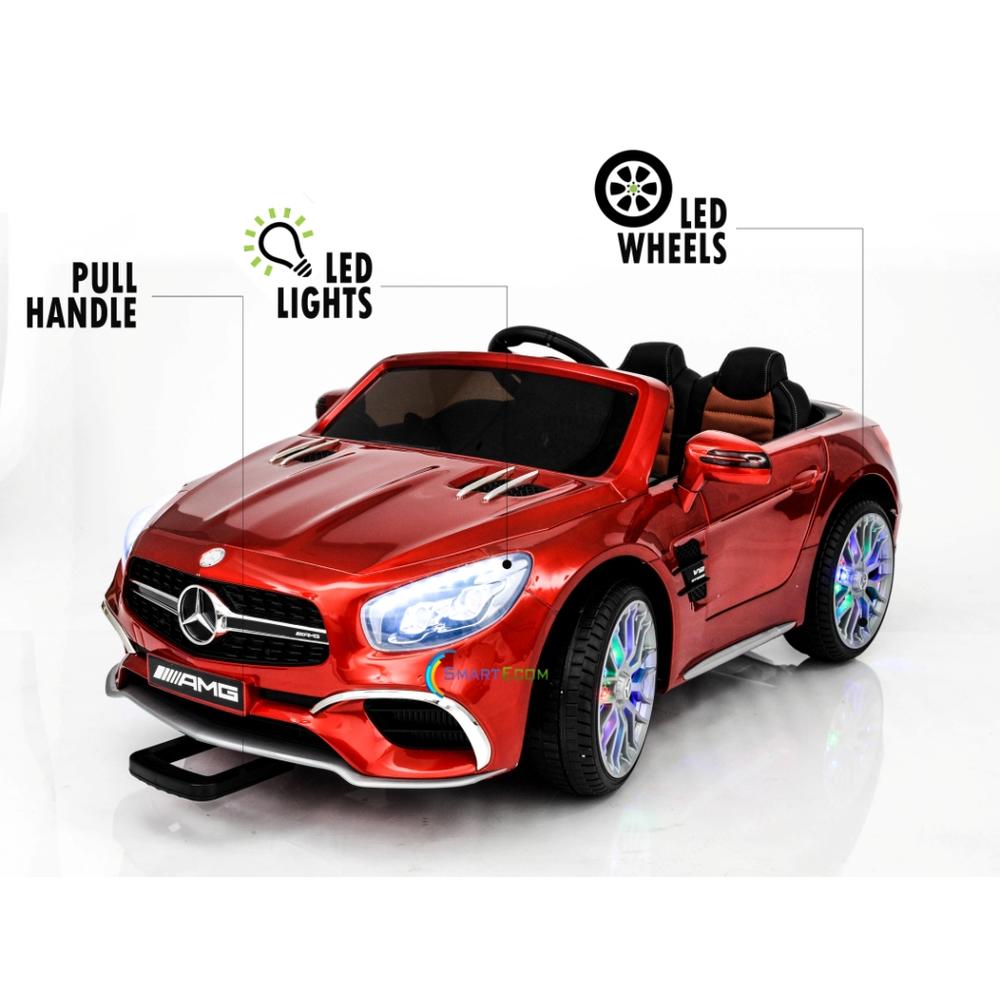 Mercedes 12V Mercedes AMG SL65 Ride on Electric ONE SEATER Car for ONE Kid with MP4 Touch Screen, Remote Control, Leather Seat, - Red
