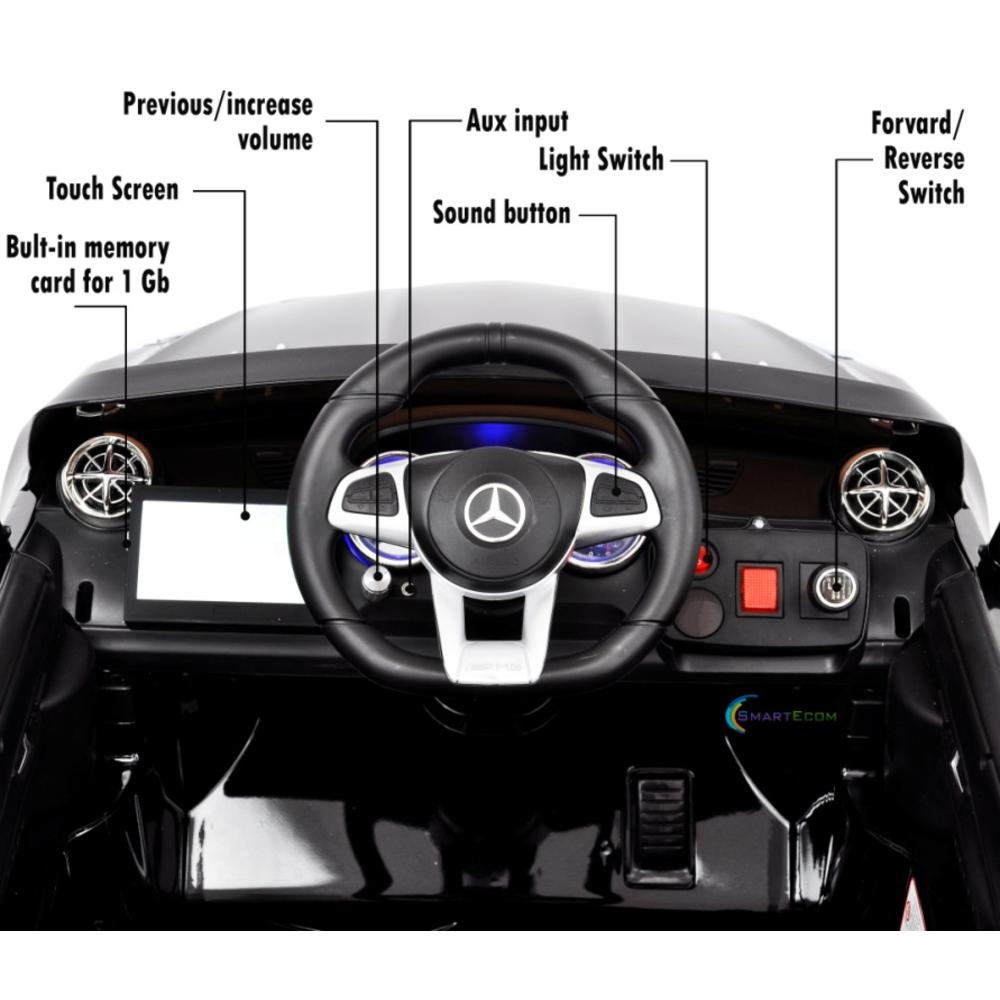 Mercedes 12V Mercedes AMG SL65 Ride on Electric ONE SEATER Car for ONE Kid with MP4 Touch Screen, Remote Control, Leather Seat, - Black