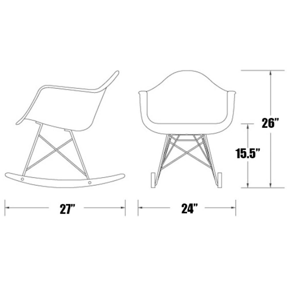 Homelala Black - Eames Style Molded Modern Plastic Armchair - Rocker Chrome Steel Eiffel Base - Ash Wood Rockers - Mid Century