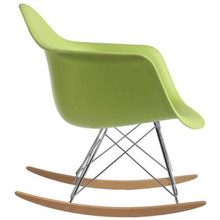 Homelala Green Eames Style Molded Modern Plastic Armchair Rocker Chrome Steel Eiffel Base Ash Wood Rockers Mid Century