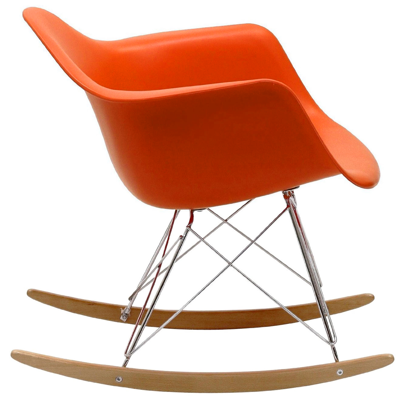 Homelala Orange Eames Style Molded Modern Plastic Armchair Rocker Chrome Steel Eiffel Base Ash Wood Rockers Mid Century Sears