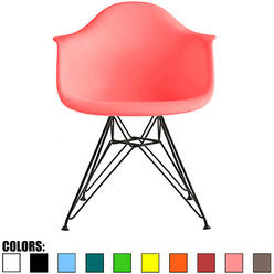 Homelala Modern Eames Style Armchair with Black Eiffel Wire Legs Dining Chair Molded Plastic Arm Chair Wire Base