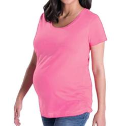 LAT Womens Maternity short sleeve side ruched T shirt top