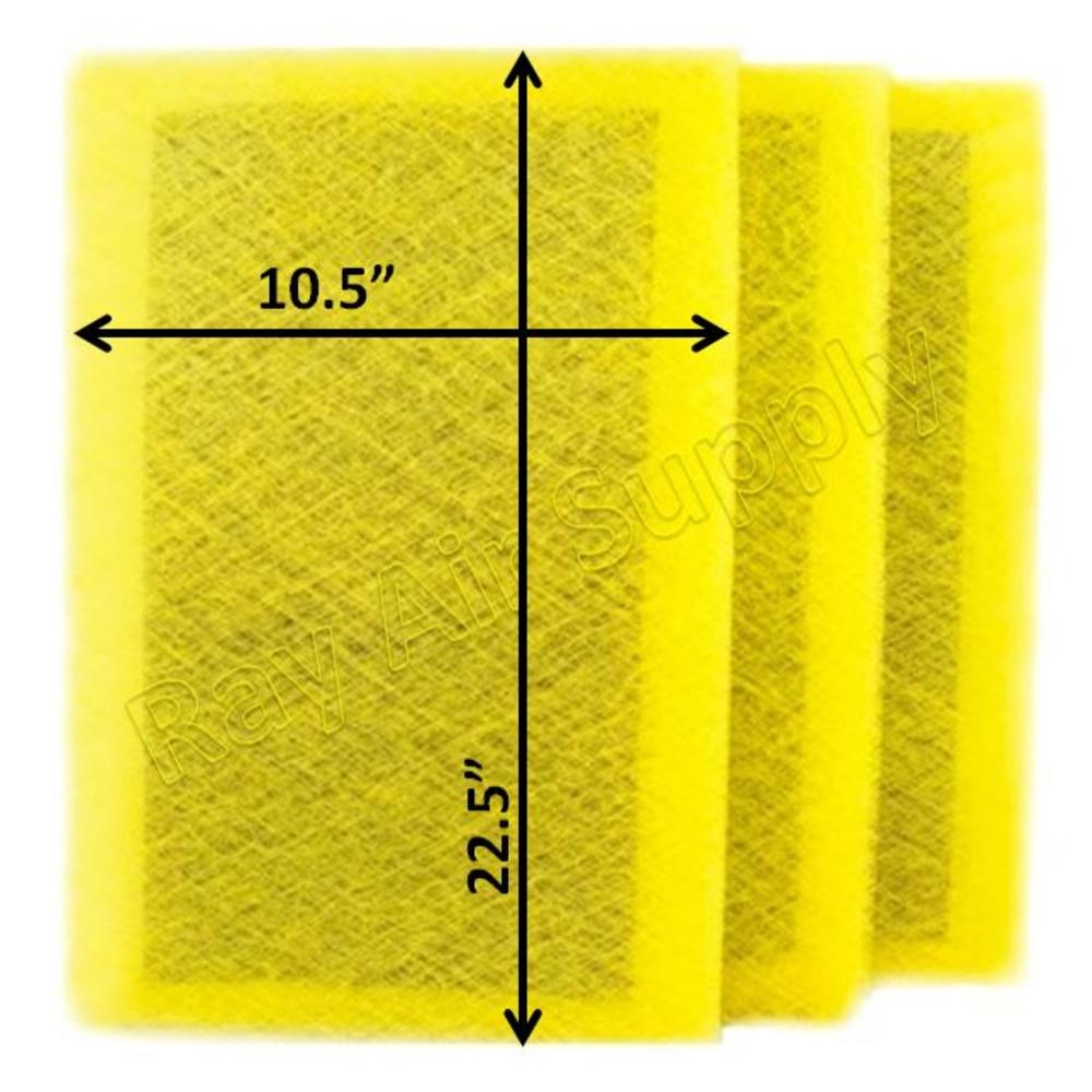 Ray Air Supply 12x25 Pristine Air Cleaner Replacement Filter Pads 12x25 Refills (3 Pack) YELLOW