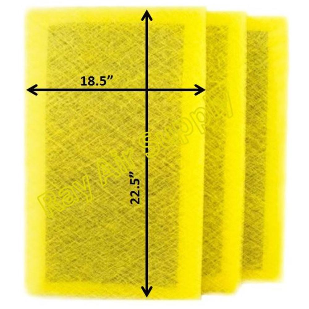 Ray Air Supply 20x25 Pristine Air Cleaner Replacement Filter Pads 20x25 Refills (3 Pack) YELLOW