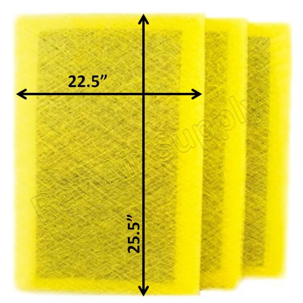 Ray Air Supply 24x28 Air Ranger Air Cleaner Replacement Filter Pads 24x28 Refills (3 Pack) YELLOW