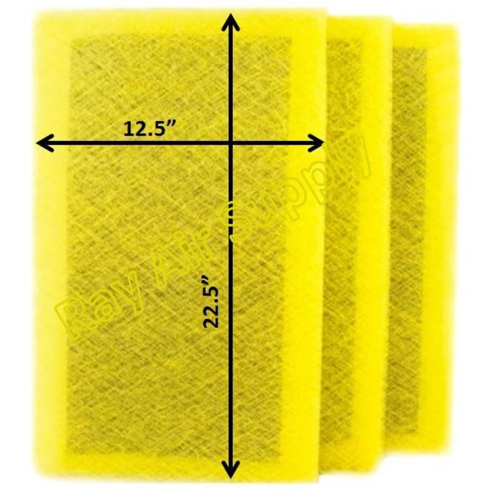 Ray Air Supply 14x25 Air Ranger Air Cleaner Replacement Filter Pads 14x25 Refills (3 Pack) YELLOW