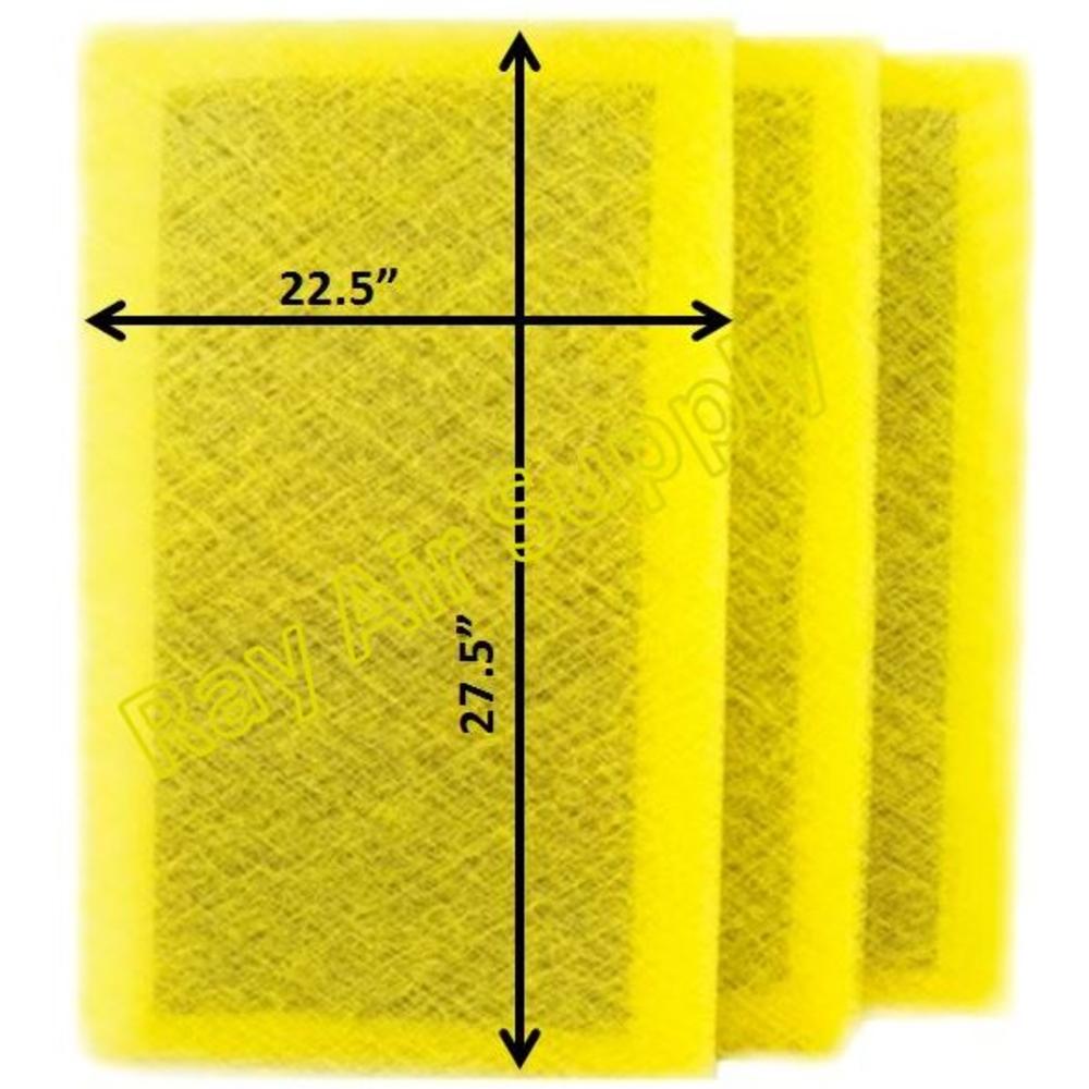 Ray Air Supply 24x30 StratosAire Air Cleaner Replacement Filter Pads 24x30 Refills (3 Pack) YELLOW