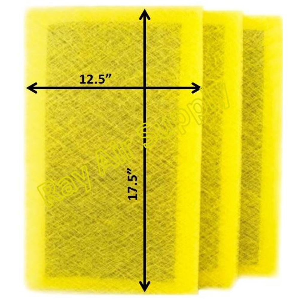 Ray Air Supply 14x20 SolaceAir Air Cleaner Replacement Filter Pads 14x20 Refills (3 Pack) YELLOW