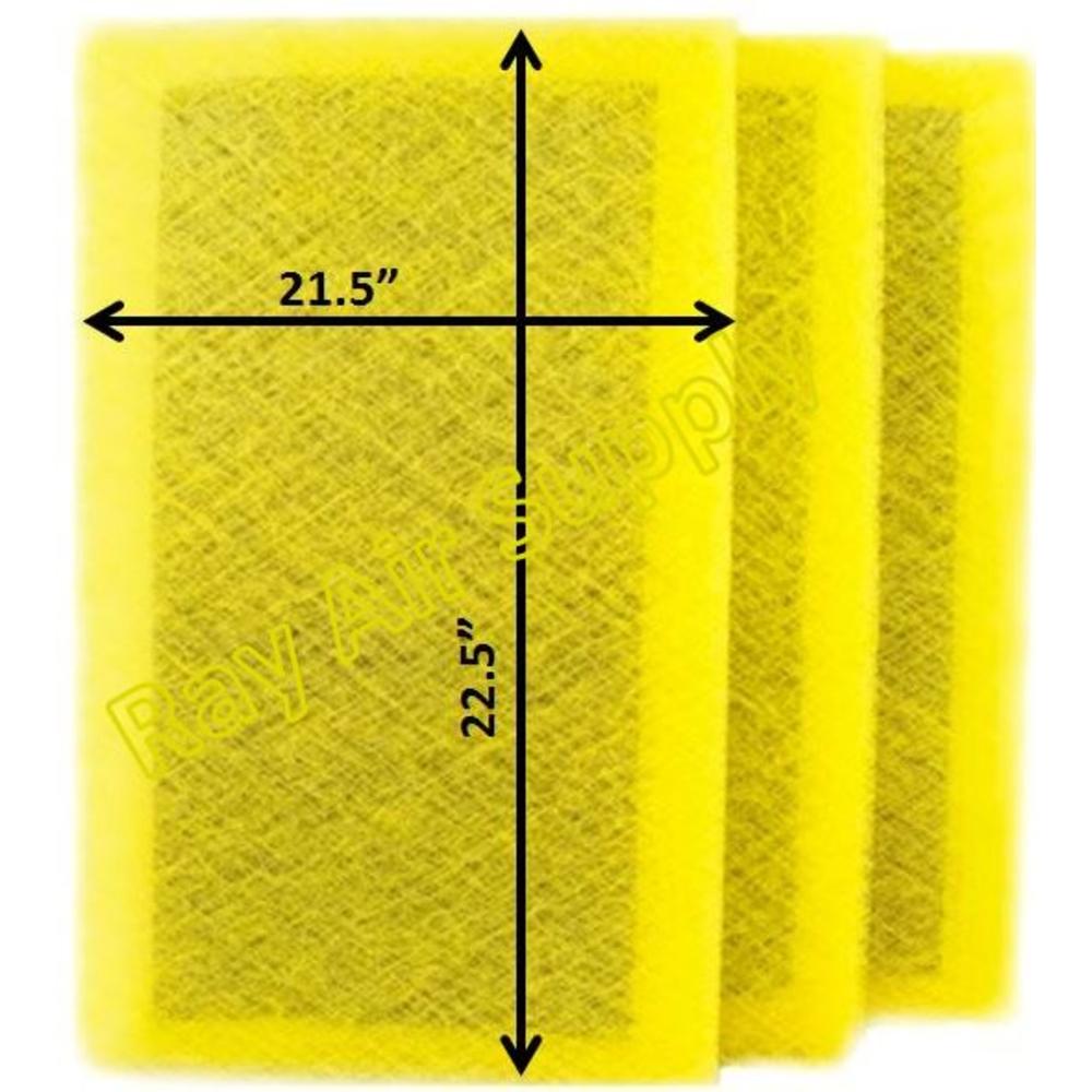 Ray Air Supply 24x24 Pristine Air Cleaner Replacement Filter Pads 24x24 Refills (3 Pack) YELLOW