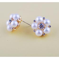 noblag Gold-Tone Freshwater Pearl Cluster Stud Earrings