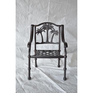 Patioland Ld9021 1 Palm Tree Outdoor Patio Set Of 4 Dining Chairs Cast Aluminum Antique Bronze