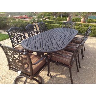 Patioland Ld1238 1 11 Ld1031 42102 Mandalay Outdoor Patio 9 Pc Dining Set 42 X 102 Inch Cast Aluminum Antique Bronze